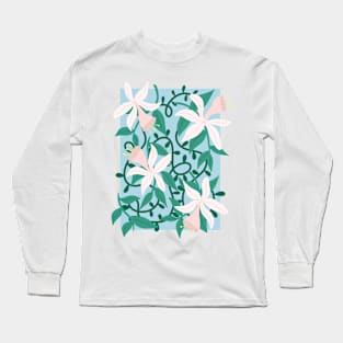 white lilies botanical pattern Long Sleeve T-Shirt